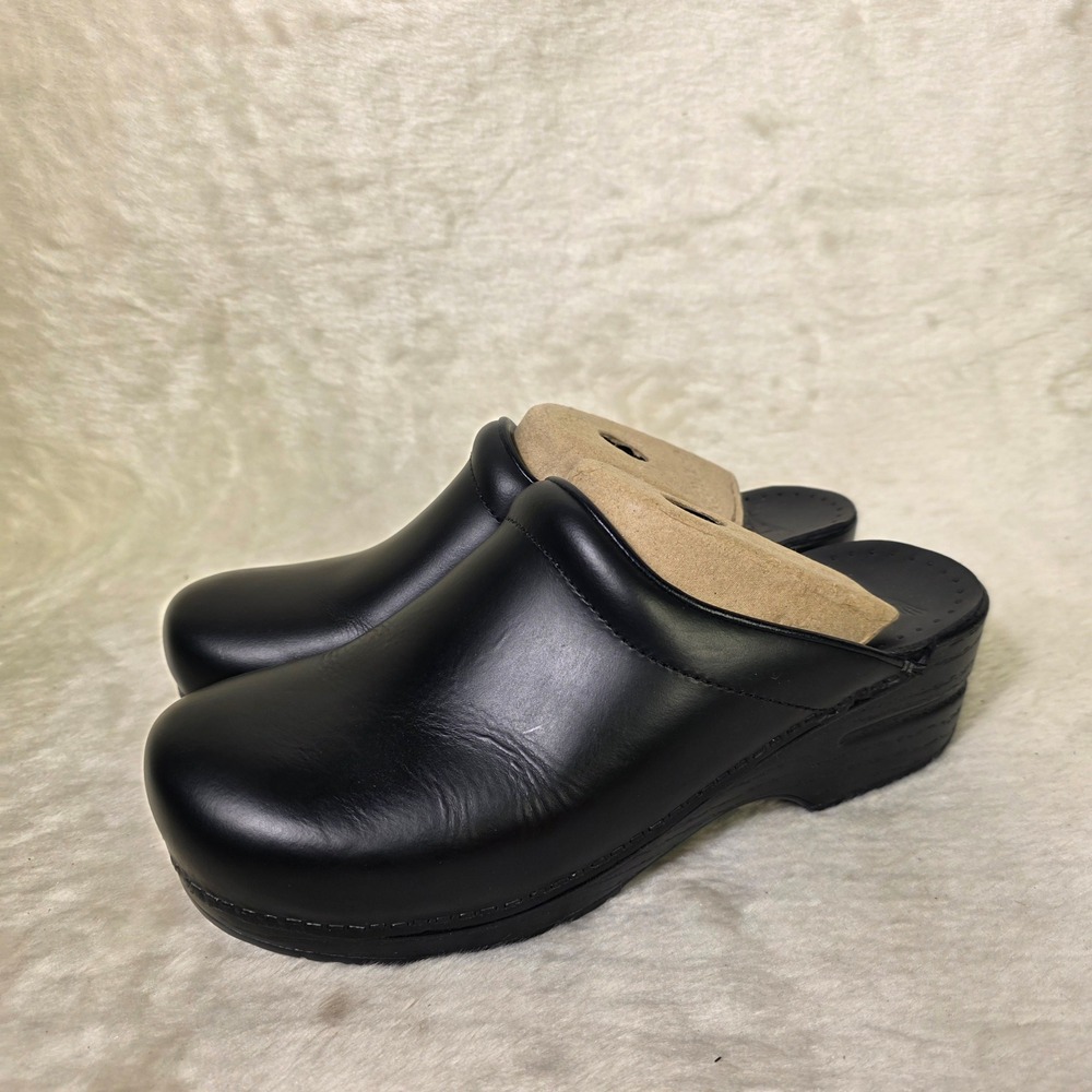 Dansko Sonja Clogs Black Oiled Leather Mules Professional Women Size 40 9 NEW